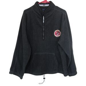 NRA Gray Half Zip Drawstring Fleece Pullover Sweater